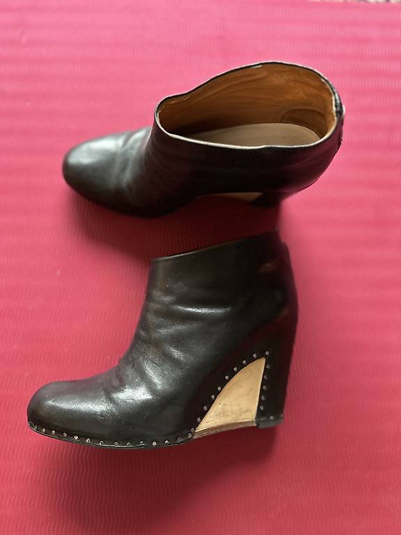 Maison Margiela Holz Keilabsatz Leder Booties Stiefelette 40
