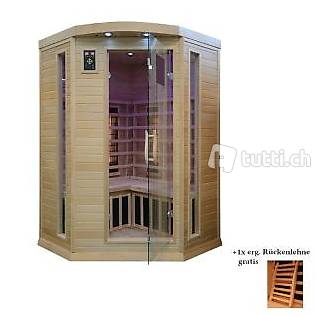  V14 - Infrarotkabine Ecksauna 120x120cm Vollspektrumstrahler