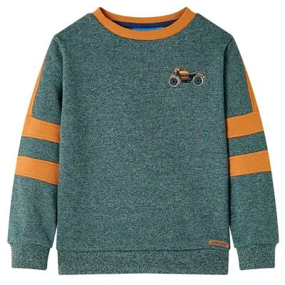  vidaXL Kinder-Sweatshirt Dunkelgrün Melange 116