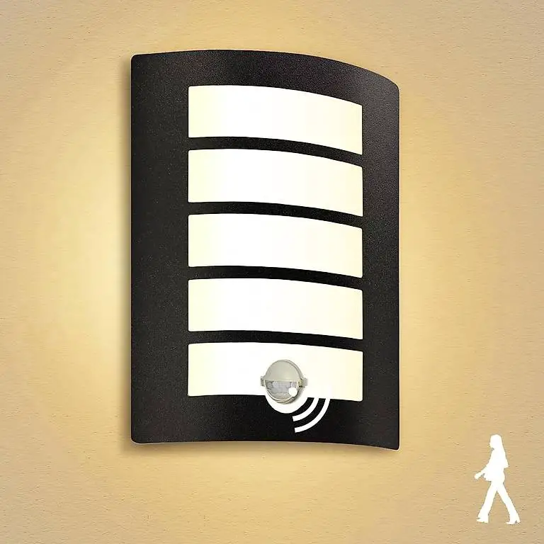 Aussenlampe mit Bewegungsmelder Schwarz Matt Wandlampe E27 A