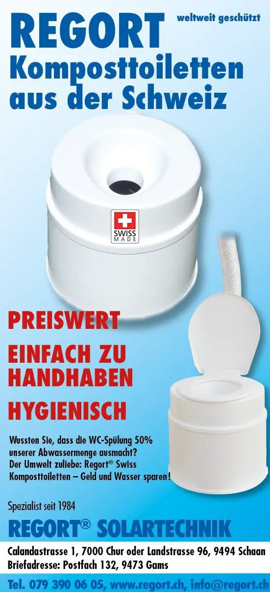 Schweizer Regort Komposttoilette höchster Qualität