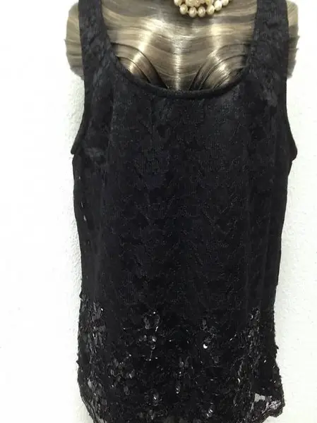 Top Spitzentop Cocktailtop schwarz Gr. 36