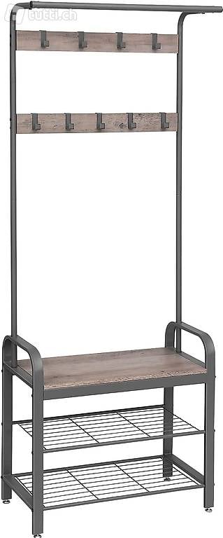  Garderobenständer, Garderobe, Schuhregal mit Sitzfläche