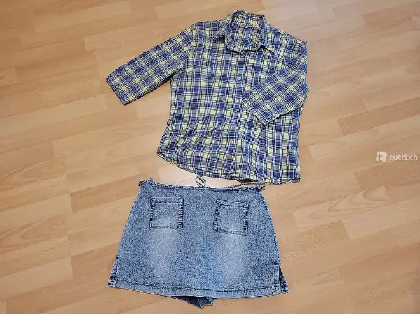 Jeans mini Rock/Hose & Bluse