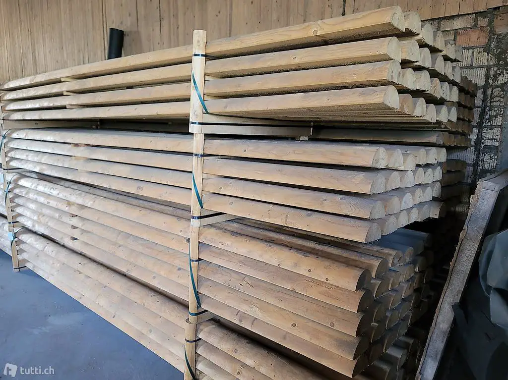 Halbrund, Zaunlatten, 1000 m, Durchmesser 15cm, 5 m Stücke