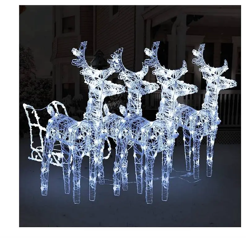 Weihnachtsdekoration Rentiere mit Schlitten 240 LEDs Acryl