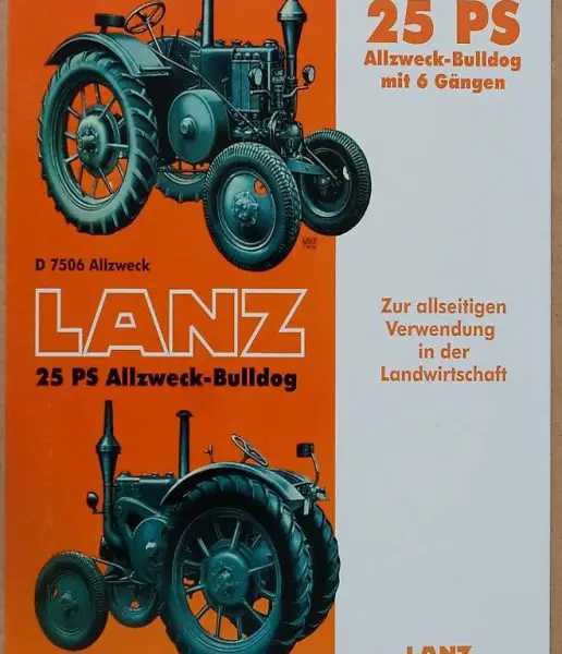 LANZ BULLDOG SCHLEPPER 25PS Blechschild ca 33 x 38cm Rarität