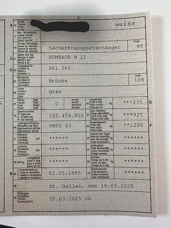 Humbauer H 12 Sachentransportanhänger