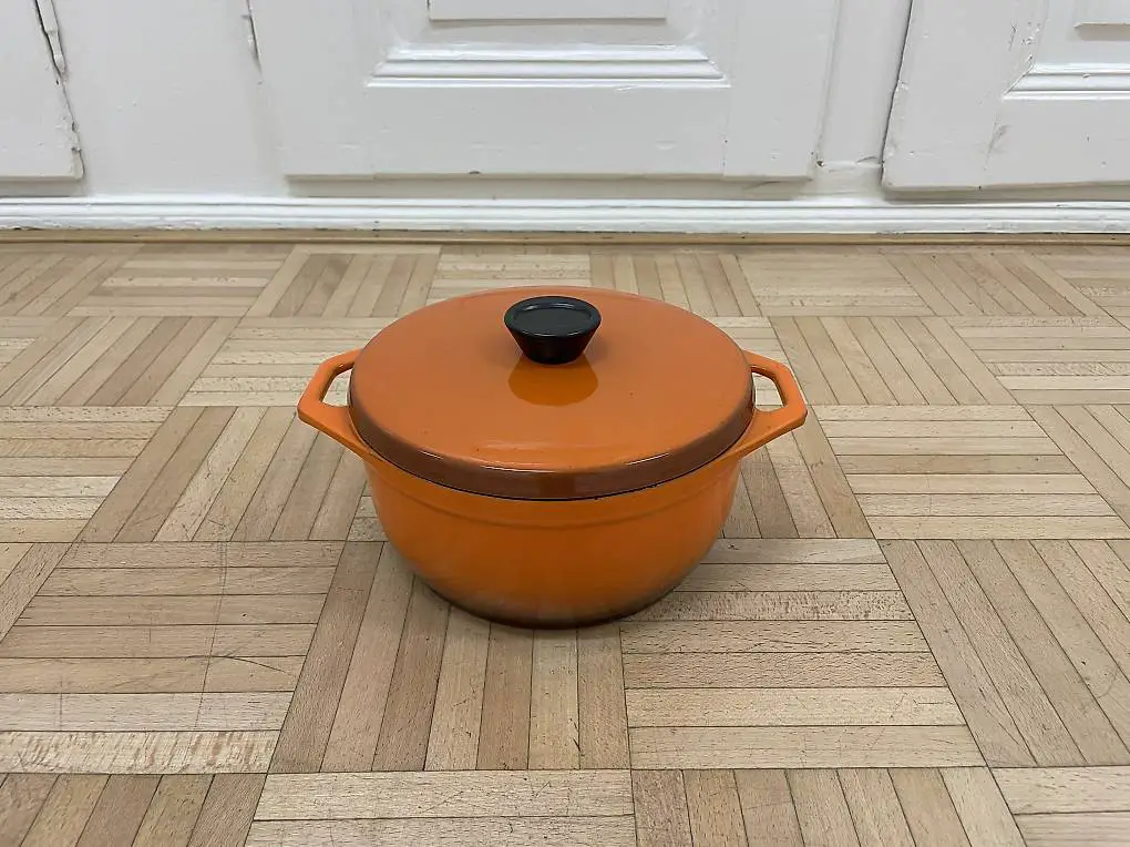 Schwere Gusseisen Pfanne Bräter Emalco vintage Schmorpfanne