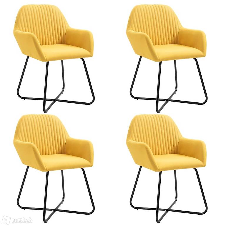  Esszimmerstühle 4 Stk. Gelb Stoff