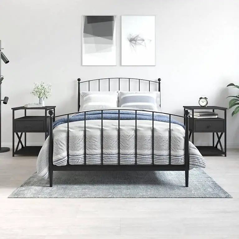 NeuNachttische 2 Stk. Schwarz 40x42x55 cm Holzwe