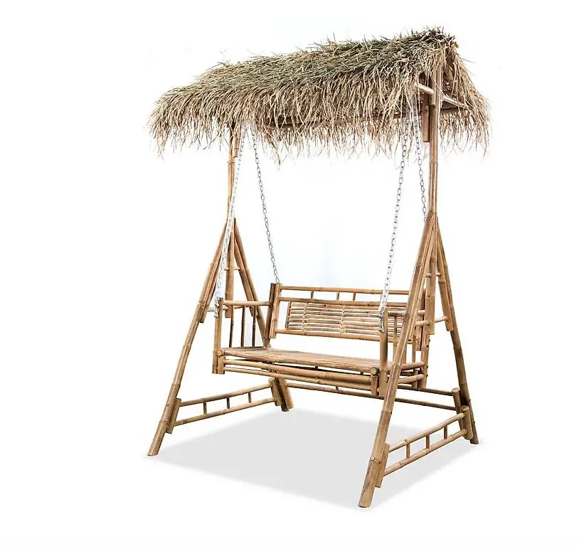 Hollywoodschaukel 2-Sitzer mit Palmblättern Bambus 202 cm