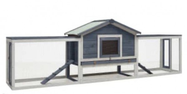  Kaninchenstall Grau 303 x 60 x 86 cm Kiefer & Tanne Mass