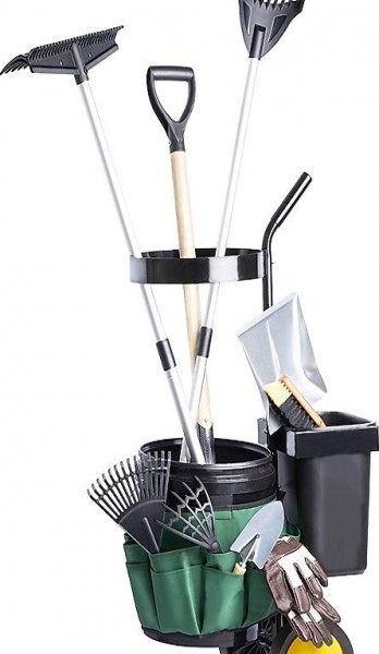  Garten- & Werkzeugtrolley | Transportwagen mit 2 Eimern