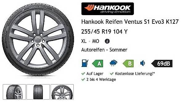 Hankook Ventus S1 Evo3 255/45 R19 _ Fast neu, nur 4.000 km