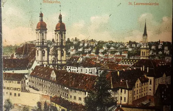 alte Ansichtskarte Stiftskirche St. Gallen 1907