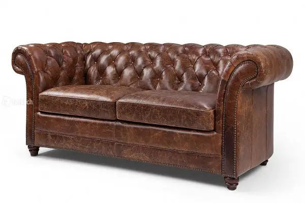  100% VOLLLEDER ANTIK STIL LEDER SOFA 3 SITZER WINCHESTER II