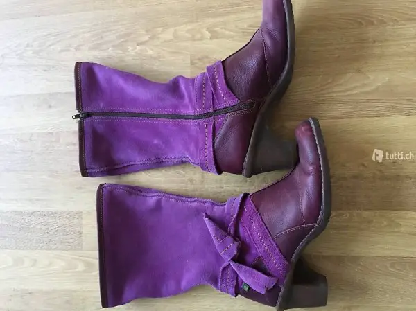 violette Lederstiefel von EL NATURALISTA, Gr. 40
