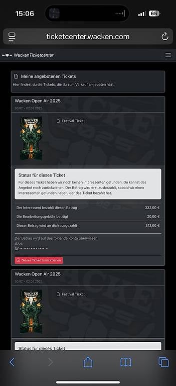 2 Festival Tickets für Wacken Open Air