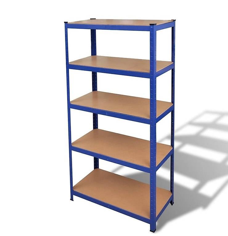 Lagerregal mit 5 Böden Blau Stahl & Holzwerkstoff