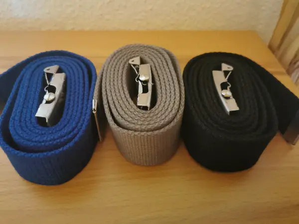 3 NEUE Stoff-Gürtel Blau - Grau- Schwarz, kürzbar, OVP