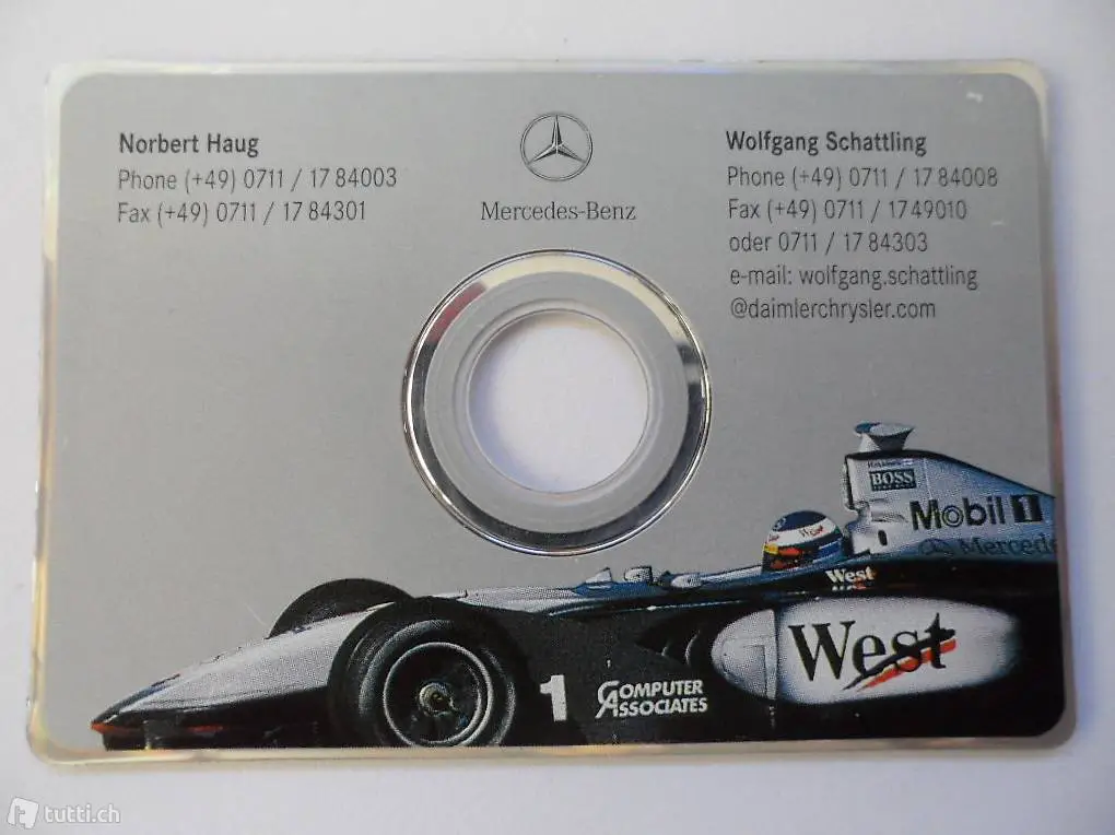 Formel 1 Norbert Haug / Wolfgang Schattling CD Visitenkarte