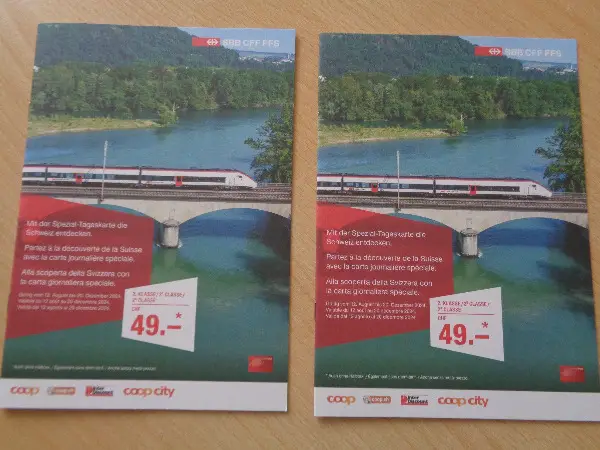 SBB 2 Tageskarten von Coop