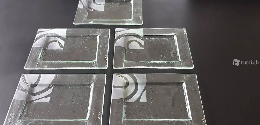 Glasteller Handarbeit 5 Stück