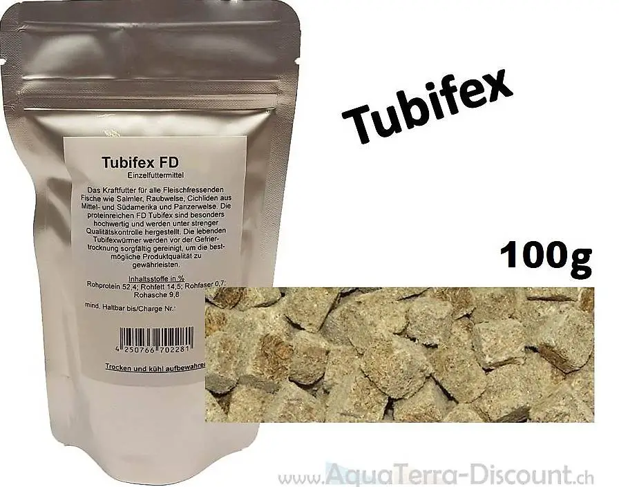 Tubifex (Bachröhrenwürmer) getrocknet 100 g, NEU/OVP