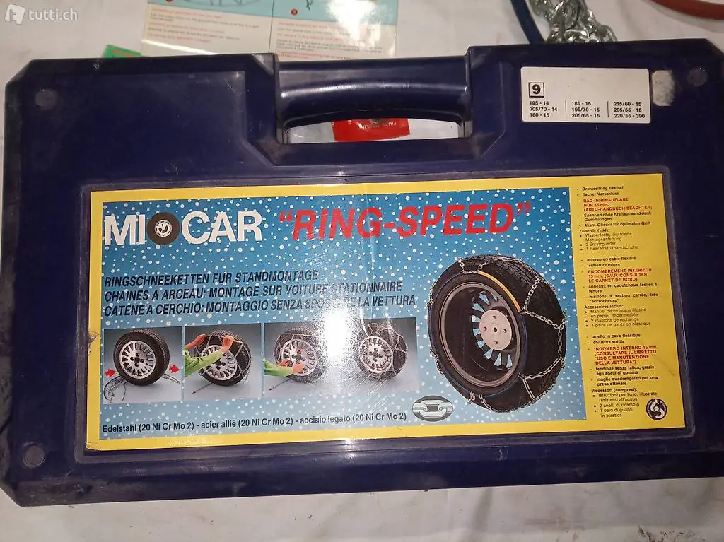 Ringschneeketten für Standmontage Grössen gem. Bild 2