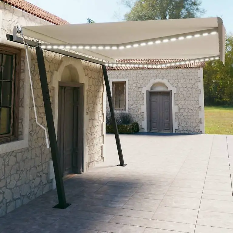 Markise Manuell Einziehbar mit LED 4,5x3 m Creme