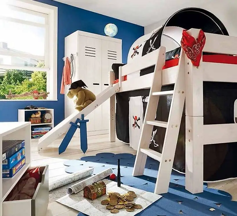 Tobykids Halbhochbett mit Rutsche 90 x 200 cm Kiefer weiss