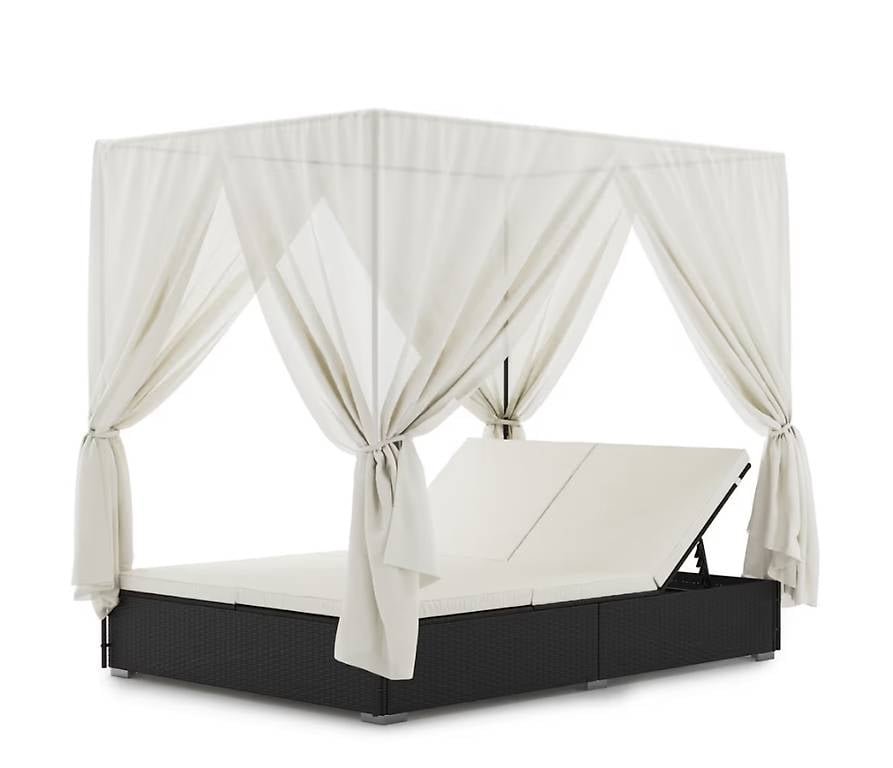 Sonnenbett Rattan schwarz/weiss