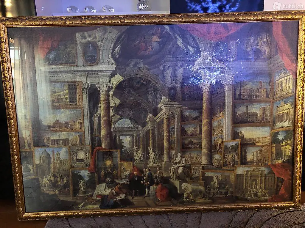 Puzzle incorniciato con vetro; misure altezza cm 111x163