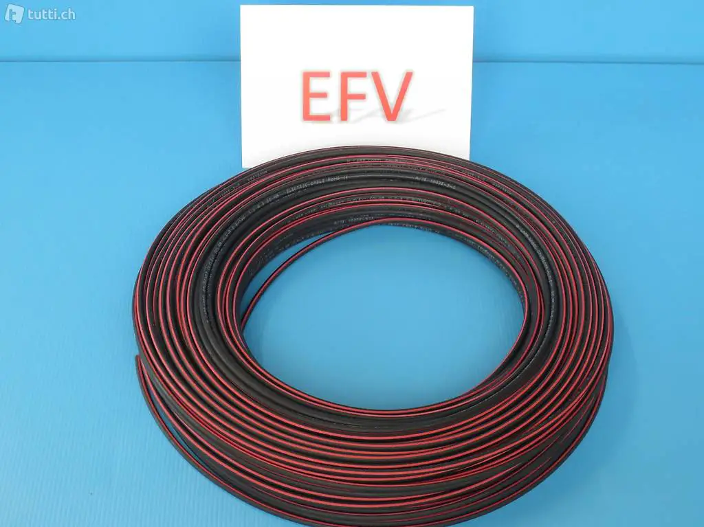  25m SOLAR Kabel 6mm2 Leiter schwarz mit rotem Streifen