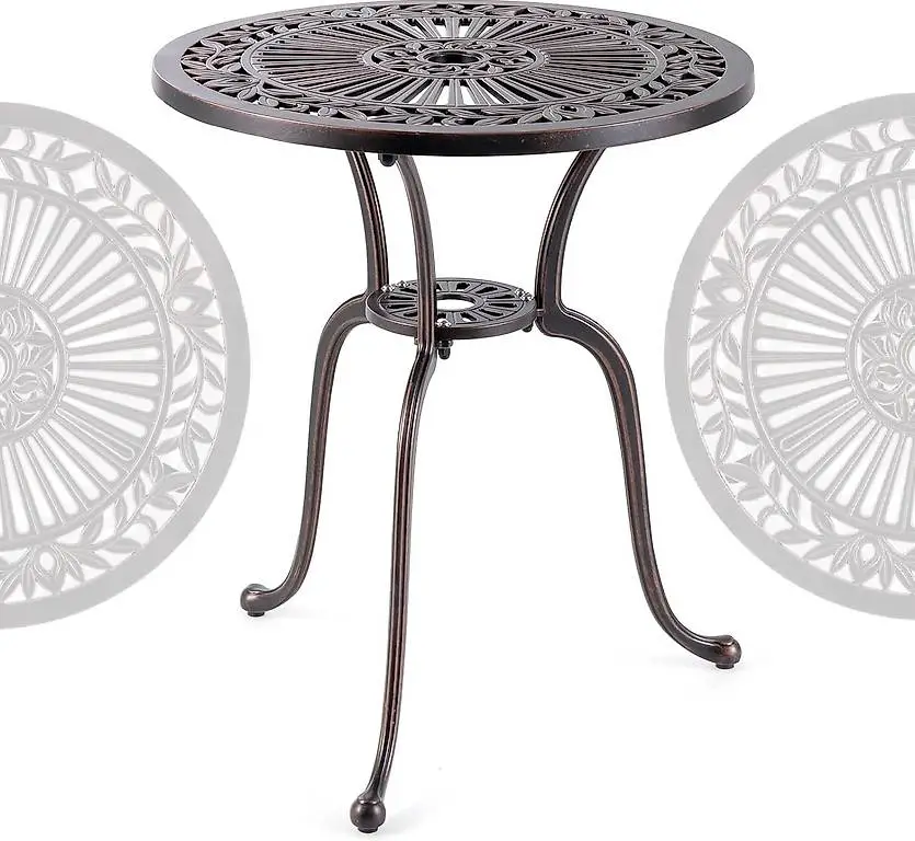 GIANTEX Bistrotisch Outdoor, ?61 cm Balkontisch mit Schirmlo