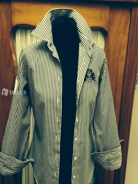 Bluse Hemd schw./weiss gestreift, Gr. S/M