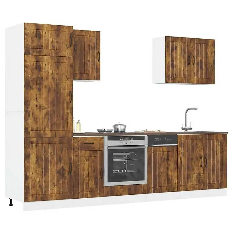 7-tlg. Küchenschrank-Set Kalmar Räuchereiche Holzwerkst