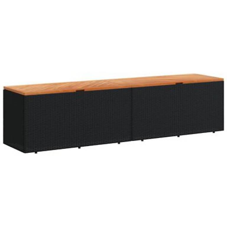 Gartentruhe Schwarz 220x50x54 cm Poly Rattan 2837