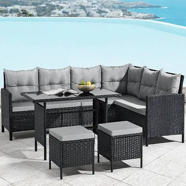  Polyrattan Lounge Sitzgruppe Set Garnitur schwarz