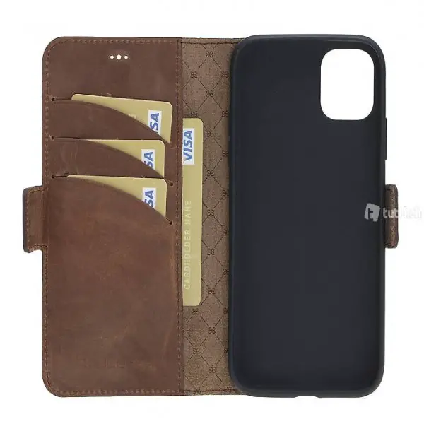  Bouletta Echt Leder iPhone 11 Book Wallet Antik Braun