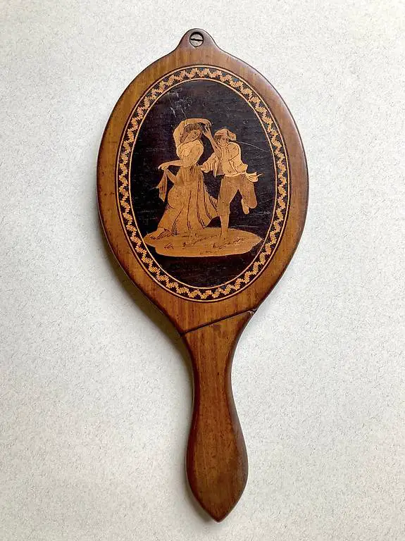 Antiker Spiegel Handspiegel 1900 Italien Intarsien