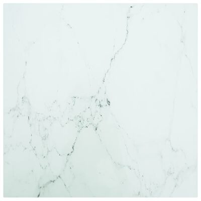  vidaXL Tischplatte Weiss 60x60 cm 6 mm Hartglas in Marmoroptik