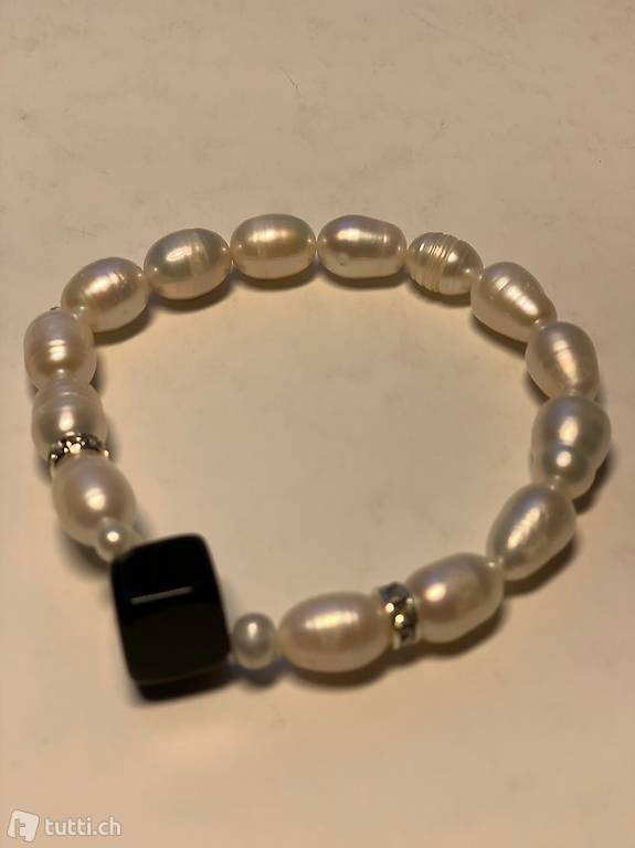 Armband Perlen und Onyx