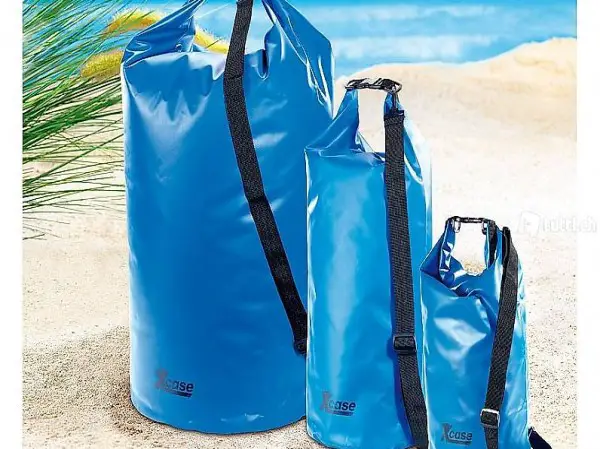  Urlauber-Set wasserdichte Packsäcke 16/25/70 Liter, blau
