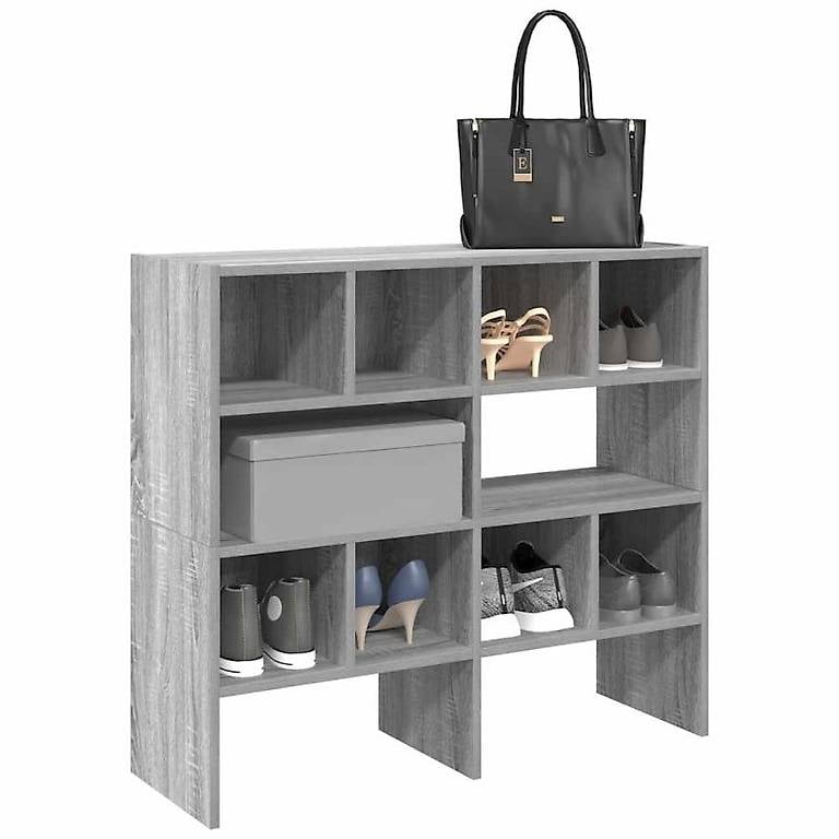 Schuhregale 2 Stk. Stapelbar Grau Sonoma 89,5x30x40 cm