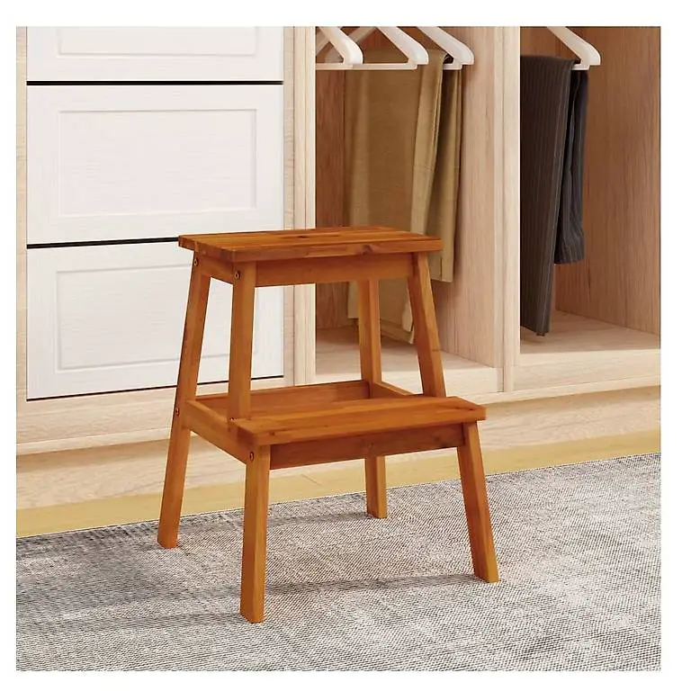 Tritthocker mit 2 Stufen 40x38x50 cm Massivholz Akazie
