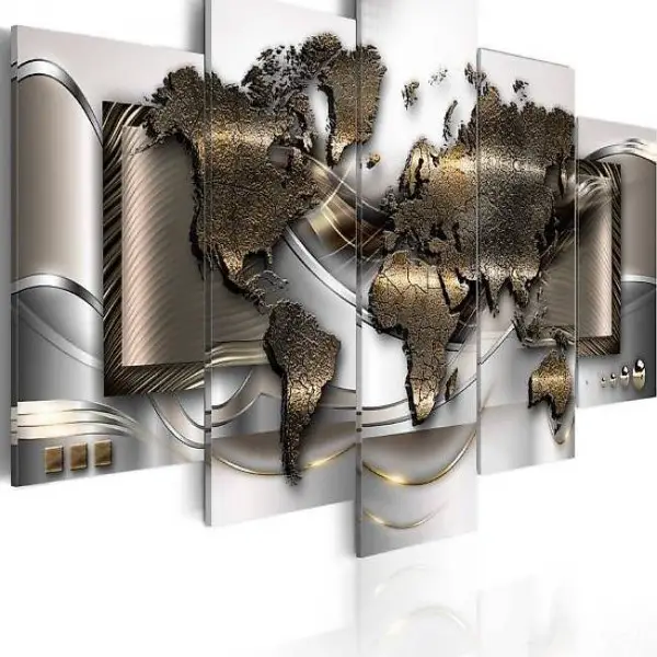  WANDBILD WELTKARTE - PORTOFREI - FIX-FERTIG GESPANNT