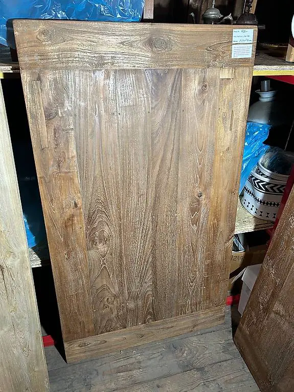 Massiver Hartholz Tischplatte 120 x 70cm Vintage Look Teak
