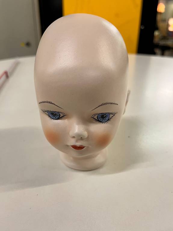 Antiker Puppenkopf Porzellan blauäugig bemalt Rarität Vin...